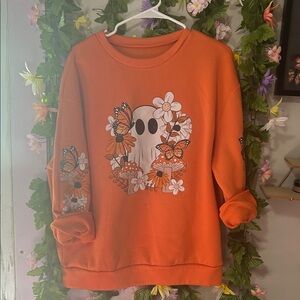 Orange Graphic Women Sweater